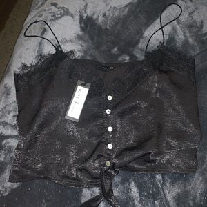 Black tie, button crop top
